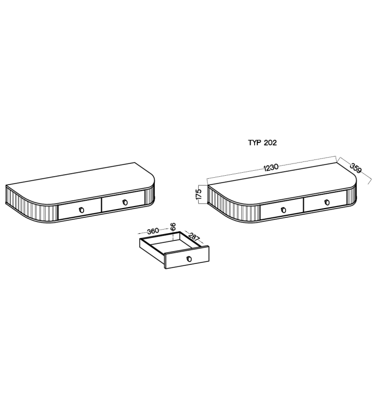 Beżowa toaletka w stylu nowoczesnym Ovalio 202