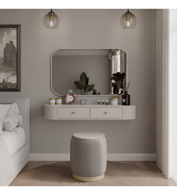 Beżowa toaletka w stylu nowoczesnym Ovalio 202