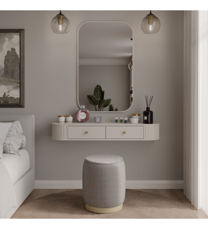 Beżowa toaletka w stylu nowoczesnym Ovalio 202