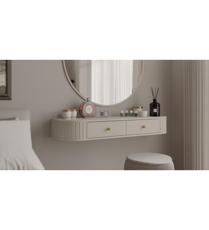 Okrągłe lustro w beżowej ramie Ovalio 701