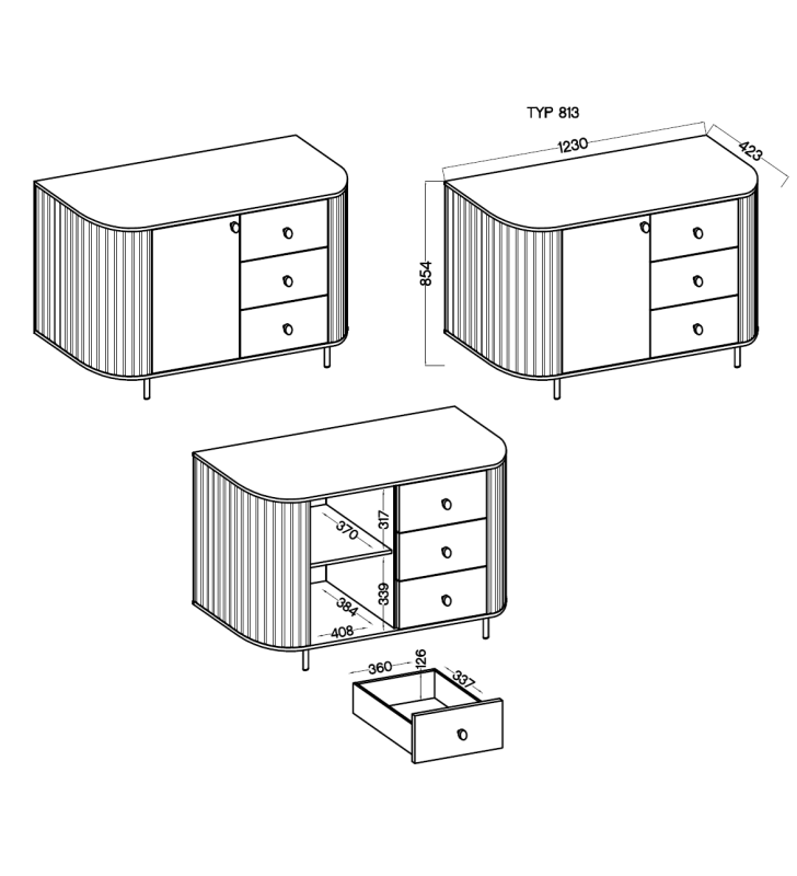 Jasnobrązowa komoda z szufladami w stylu nowoczesnym Ovalio 813