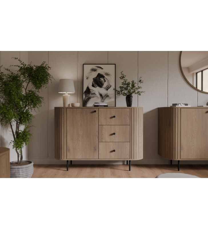 Jasnobrązowa komoda z szufladami w stylu nowoczesnym Ovalio 813