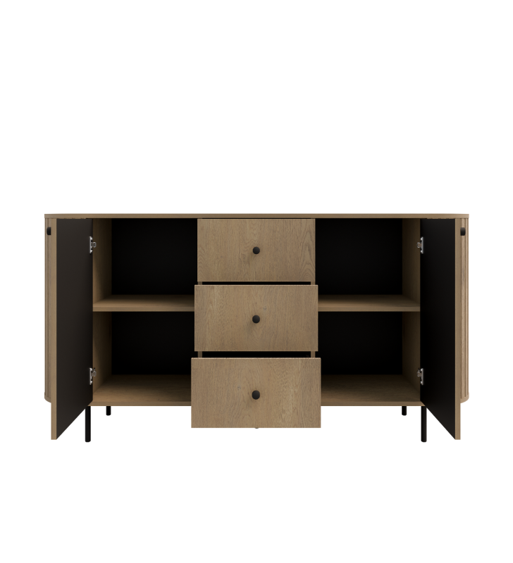 Jasnobrązowa, szeroka komoda z szufladami w stylu nowoczesnym Ovalio 823