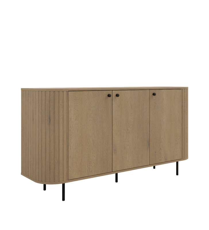 Jasnobrązowa, szeroka komoda w stylu nowoczesnym Ovalio 830