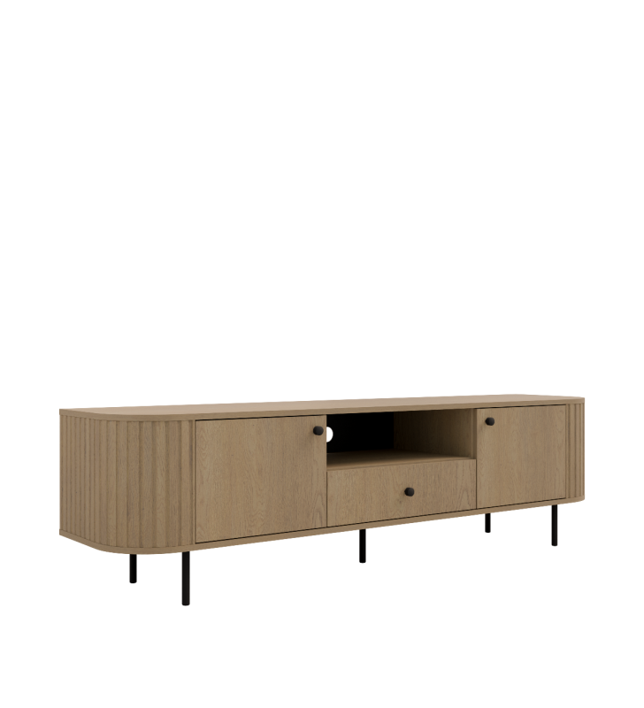 Jasnobrązowy, szeroki stolik RTV stylu nowoczesnym Ovalio 321