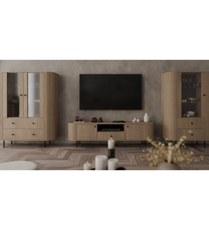 Jasnobrązowa, szeroka witryna w stylu nowoczesnym Ovalio 122