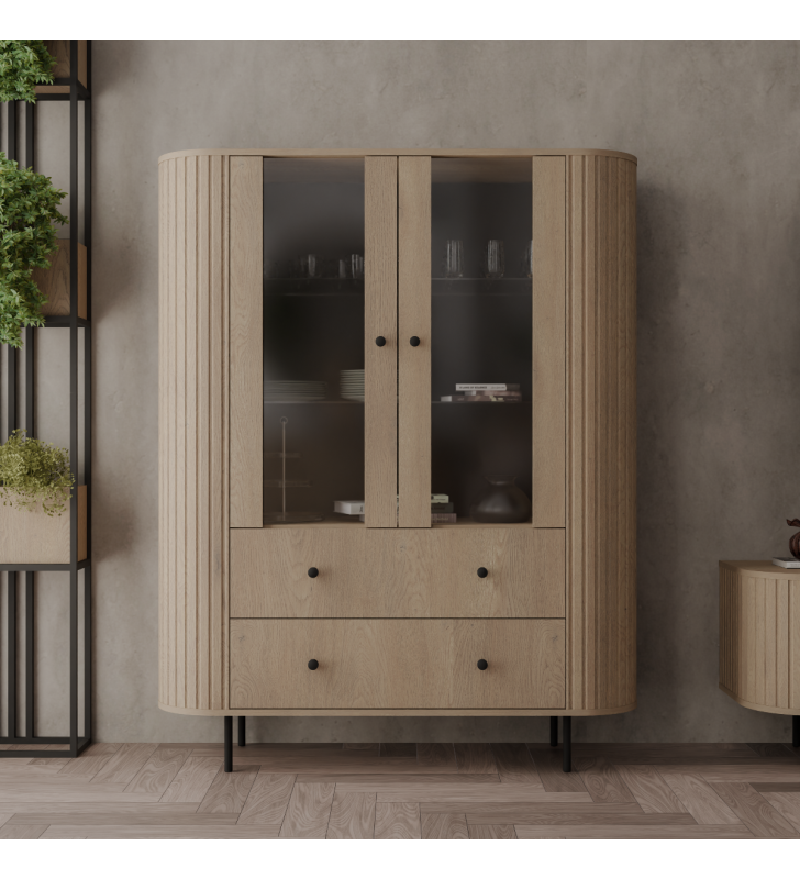 Jasnobrązowa, szeroka witryna w stylu nowoczesnym Ovalio 122