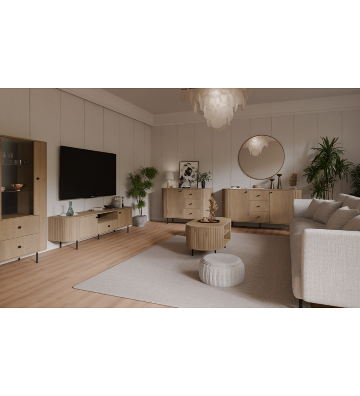 Jasnobrązowa, szeroka witryna w stylu nowoczesnym Ovalio 122