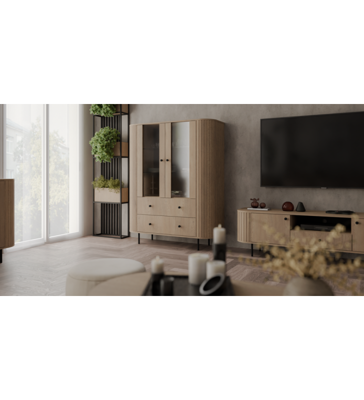 Jasnobrązowa, szeroka witryna w stylu nowoczesnym Ovalio 122