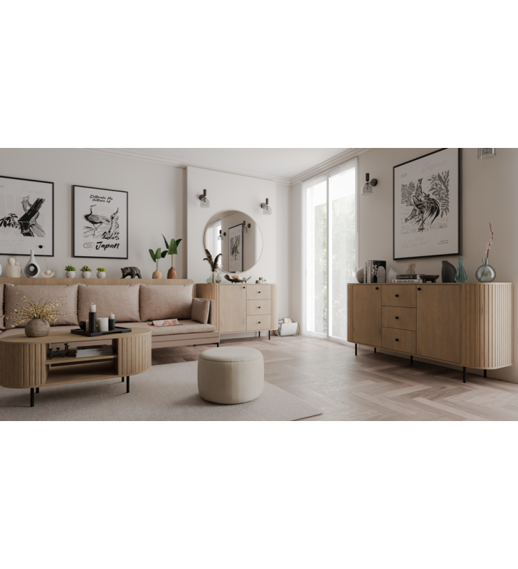 Jasnobrązowa ława w stylu nowoczesnym Ovalio 200