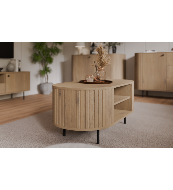 Jasnobrązowa ława w stylu nowoczesnym Ovalio 200