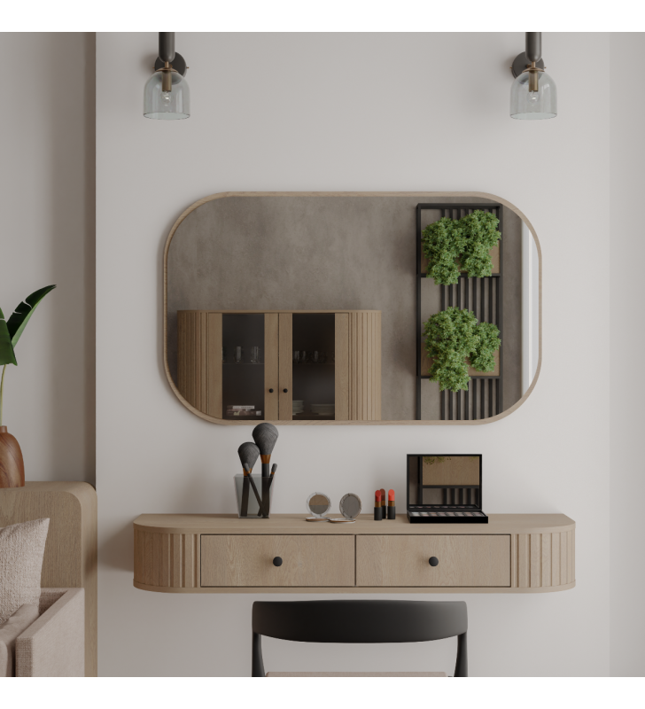 Jasnobrązowa toaletka w stylu nowoczesnym Ovalio 202