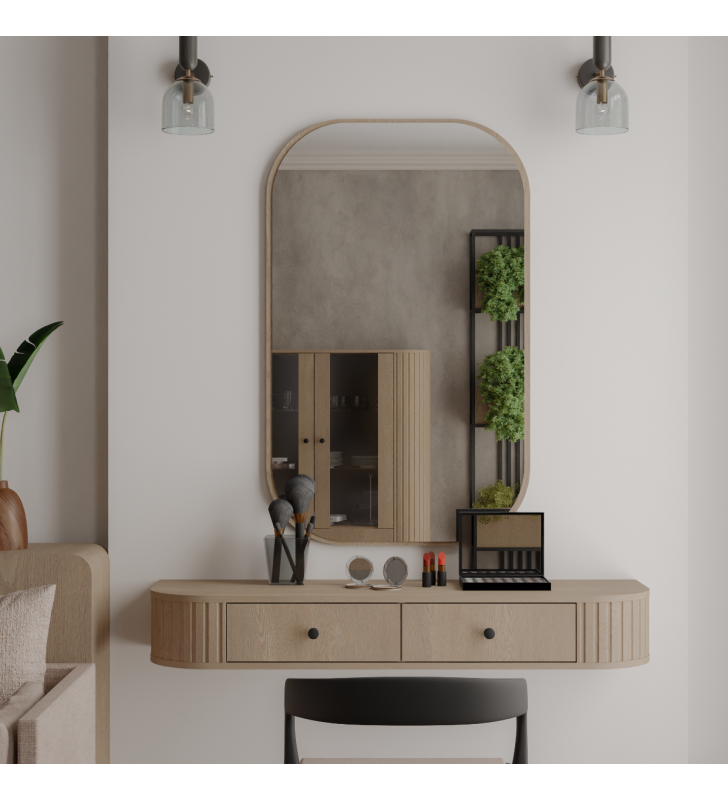 Jasnobrązowa toaletka w stylu nowoczesnym Ovalio 202