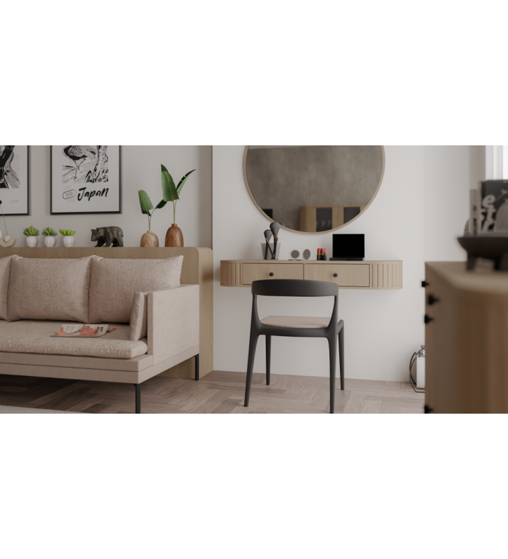 Okrągłe lustro w jasnobrązowej ramie Ovalio 701