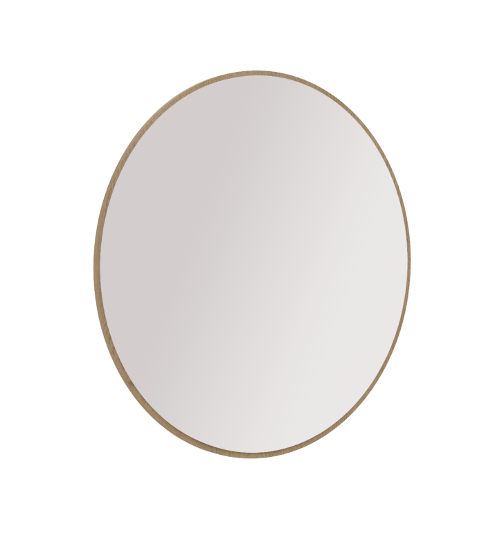 Okrągłe lustro w jasnobrązowej ramie Ovalio 701