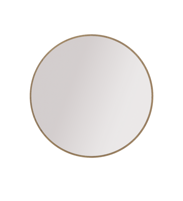 Okrągłe lustro w jasnobrązowej ramie Ovalio 701
