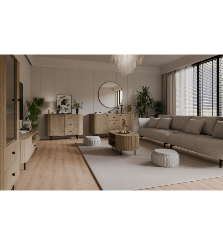 Zestaw jasnobrązowych mebli do salonu Ovalio 1