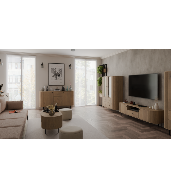 Zestaw jasnobrązowych mebli do salonu Ovalio 3