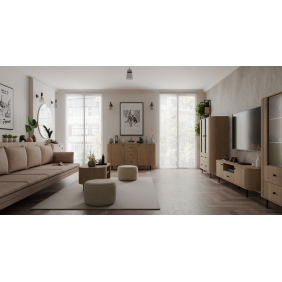 Zestaw jasnobrązowych mebli do salonu Ovalio 3