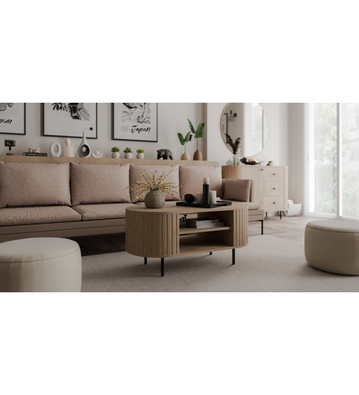 Zestaw jasnobrązowych mebli do salonu Ovalio 3