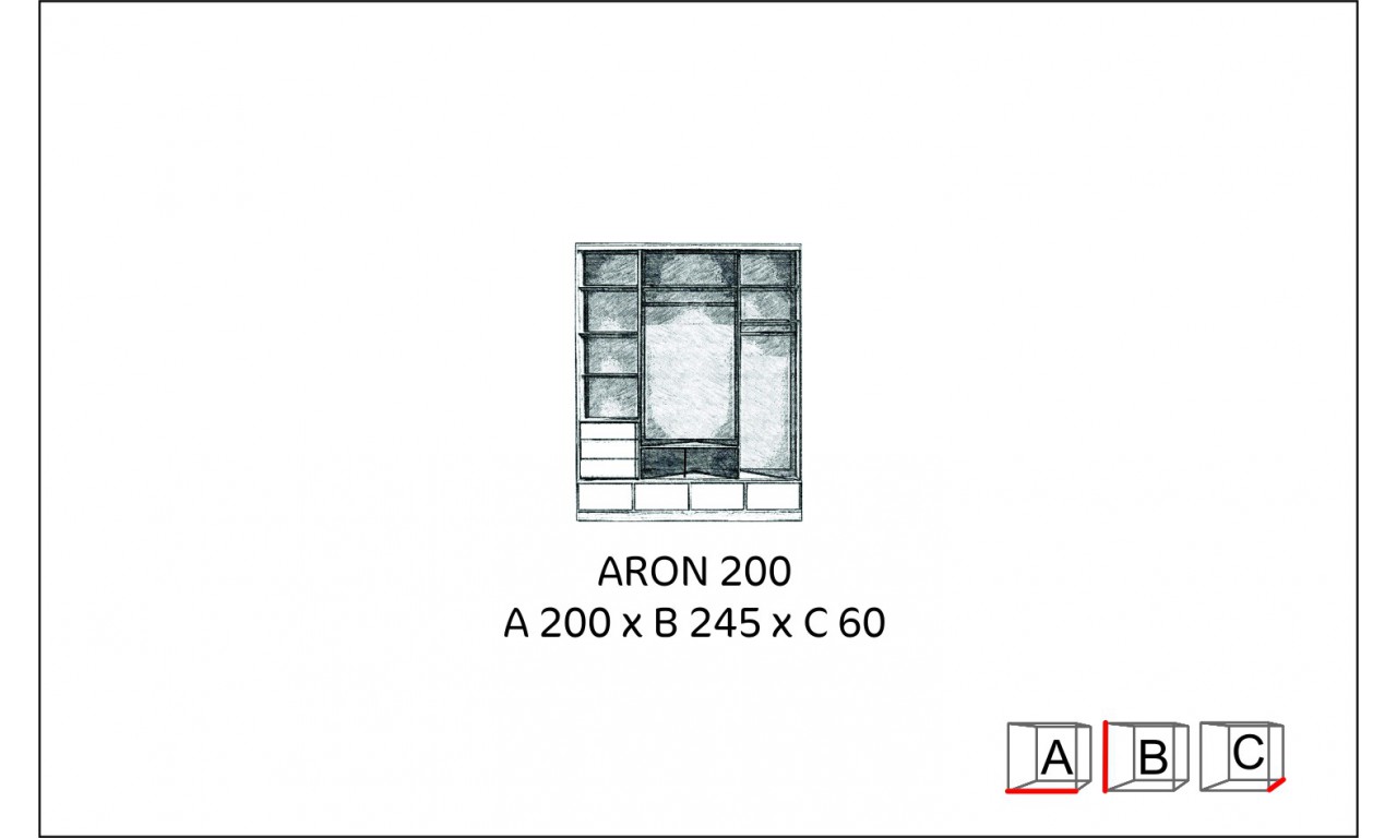 Szeroka szafa (200 cm) z lustrem i podświetleniem LED Aron 200