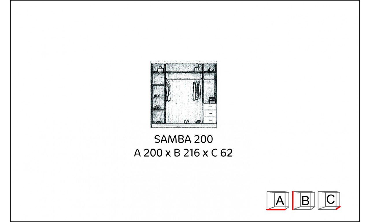 Szeroka szafa (200 cm) przesuwna z lustrem Samba 200