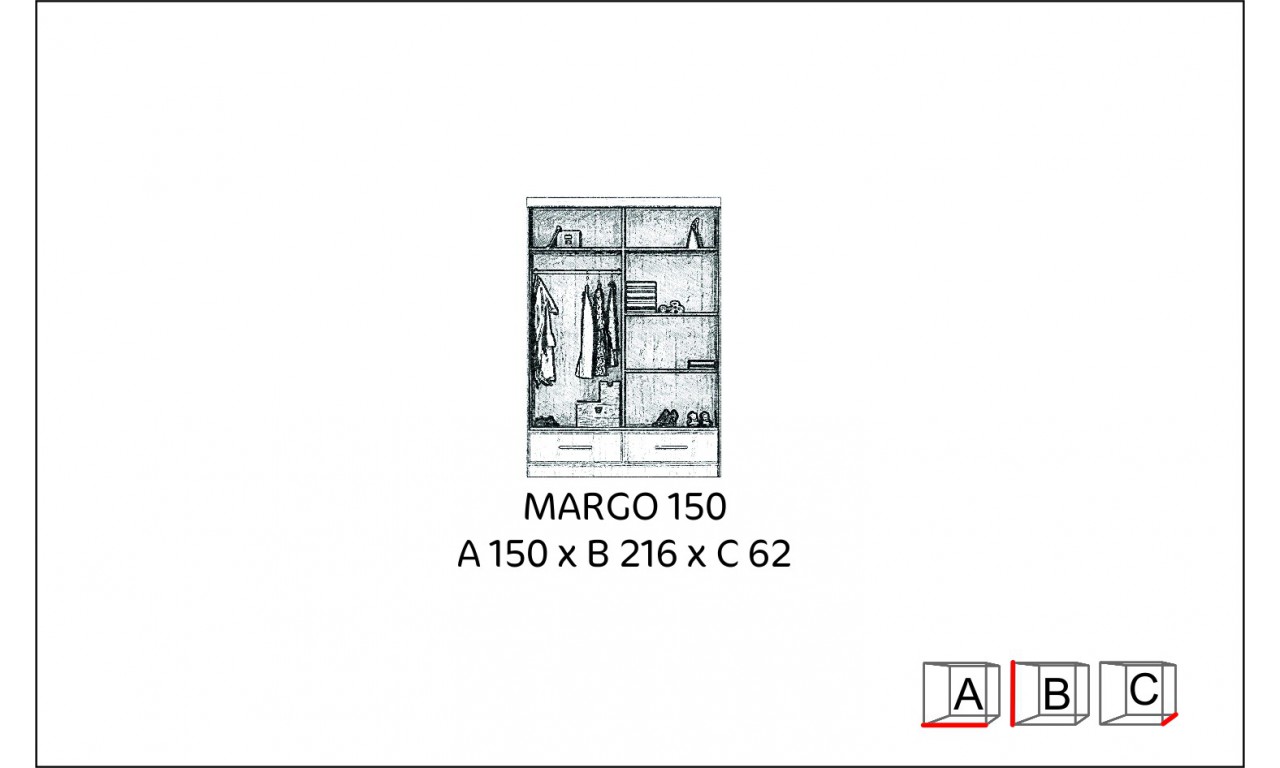 Szafa przesuwna z lustrem w kilku odsłonach kolorystycznych Margo 150